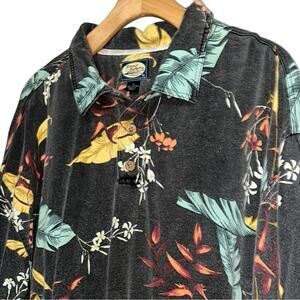 Tommy Bahama Men’s Size XL Black Floral Banana Leaf Hawaiian Luau Polo Shirt